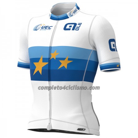 Maglia 2022 Groupama FDJ Campione Europeo Manica Corta Bianco Blu Maglia 2022 Groupama FDJ Campione Europeo Manica Corta Bianco Blu